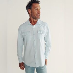 Tecovas Light Denim Pearl Snap Western Shirt Long Sleeve Large Cotton Button Up